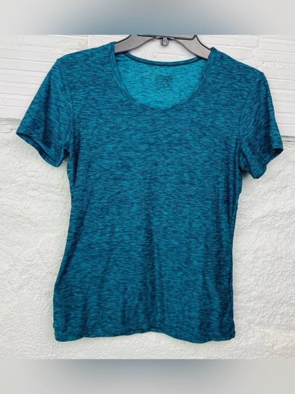 32 Degrees moisture wicking Teal Space-Dye scoop neck Short Sleeve Tee SZ small